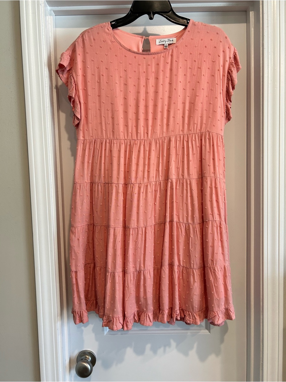 emory park Pink Tiered Ruffle Midi Dress